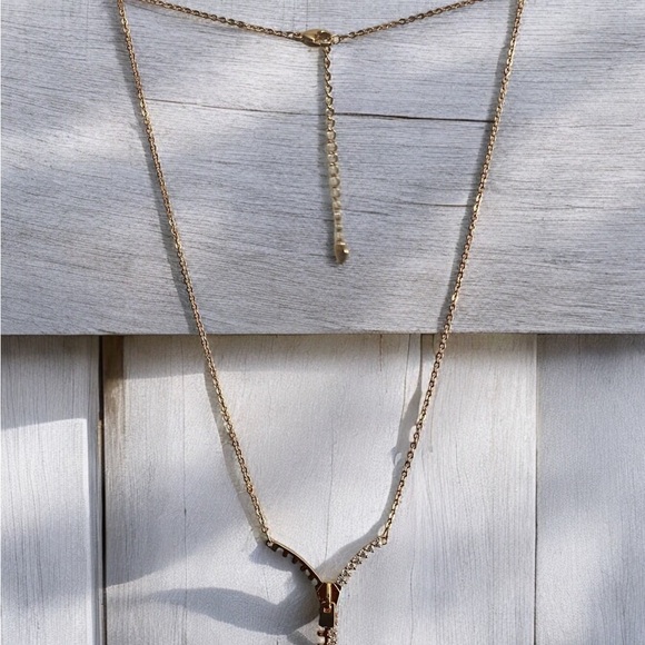 14k Gold Electroplated With Cz Small Stones Zipper Necklace - Picture 3 of 4